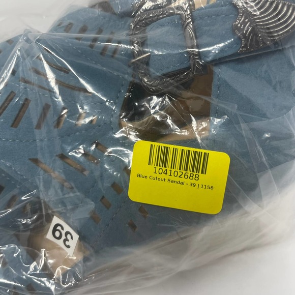 Yasirun Blue Cutout Peep Toe Wedge Sandal Size 39 US SIze 8 New Without Box - Picture 6 of 7